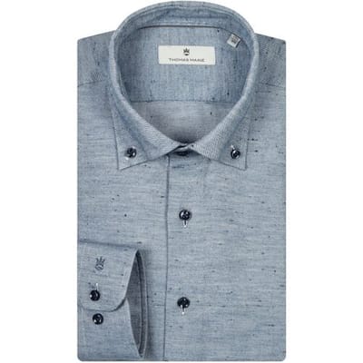 Thomas Maine Overhemd Two-Tone Twill Torino Button Down Jeans Blauw / male