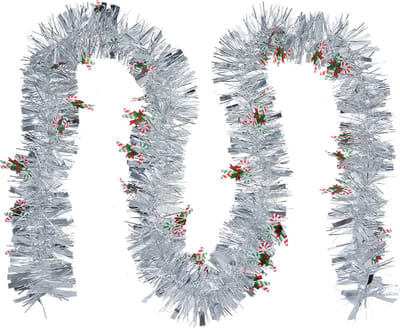 Clayre & Eef Kerstslinger Guirlande 200 cm Zilverkleurig Kunststof