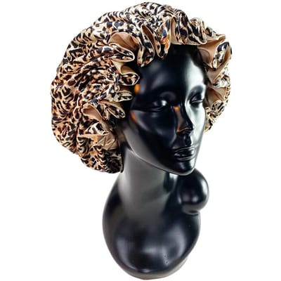 Elastische Brede Rand Satijnen Mutsen Lang Haar Hoed Slaapmutsen Wikkel Nachtmuts Krullen Omkeerbaar Vrouwen Mannen Verwarmingsmuts Haaraccessoire black