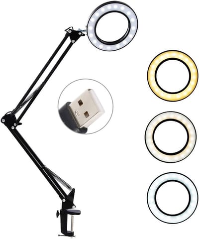 Vergrootglas met LED Lamp - 8X Vergroting, Dimbare Bureaulamp met Klem voor Hobby, Werk en Lezen