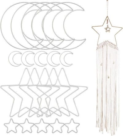 Metalen Droomvanger Ringen - Hoepels Macrame - DIY Ambacht Maken - Stevig Metaal Glad - 20 Stuks Maan Ster - Metaal