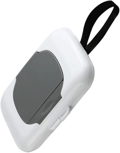 Reisdoekhouder - Babydoekjes dispenser - Onderweg opslag - Herbruikbaar en navulbaar - 25 x 25 x 5 mm - Grijs