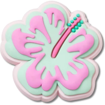 Jibbitz Crocs Turquoise and Pink Hibiscus