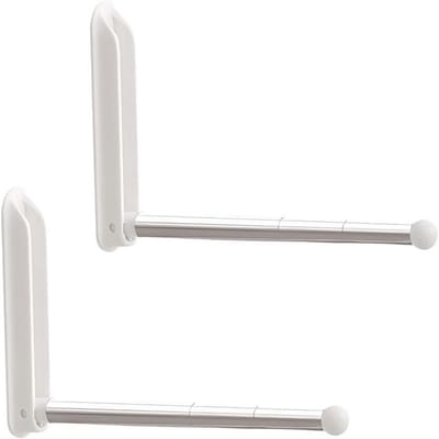 longziming -Set van 2 Inklapbare Wandhaken – Telescopische Kledinghangers – Zonder Boren – Ruimtebesparende Muurbevestiging – Geschikt voor Slaapkamer, Badkamer, Garderobe – Wit