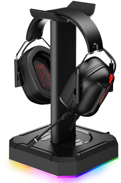 Samstyle - RGB Headset Standaard Zwart - Koptelefoon standaard - RGB verlichting - Gaming Accessoire