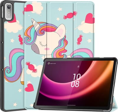 Hoes - Geschikt voor Lenovo Tab P11 (2e / 2nd Generatie) - Dun & Stevig - Trifold Bookcase - Hard Cover - Hardcover Book Case - Tablet Hoesje - Eenhoorn