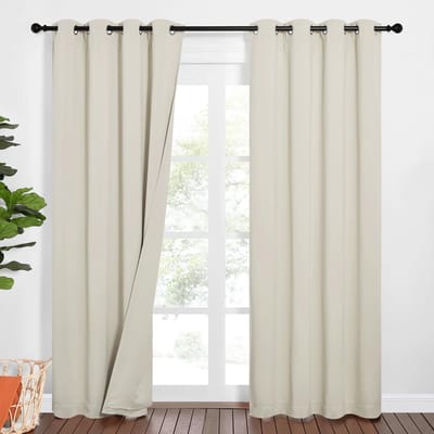 Dailygoods- Verduisteringsgordijnen 100% - Akoestisch - Isolerend - Kant en Klaar 2 Stuks - 132x213cm - Lichtbeige - Gordijnen
