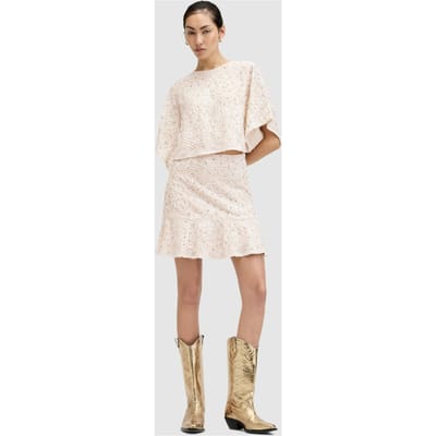AllSaints Ivy Emb Skirt Ecru White Maat: 6 | Mini Rokken Outlet | Dames | Ecru