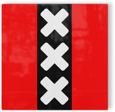 Tegeltje Amsterdam Ajax vlag - rood wit zwart - tegeltje voetbal - tegeltje met tekst
