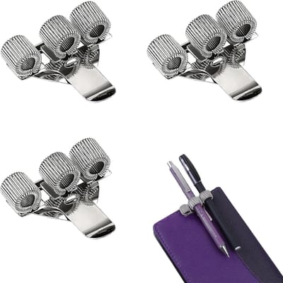 Drie-delige metalen pennenhouder met telescopische veren, ideaal voor artsen en verpleegkundigen, praktische pennenhouder met pocketclip en multifunctioneel ontwerp