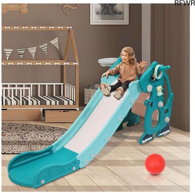 RFWR® Opvouwbare Kinderglijbaan voor Binnen en Buiten - 4-in-1 Spelletjes voor Kinderen van 1-3 Jaar met Basketbalmand