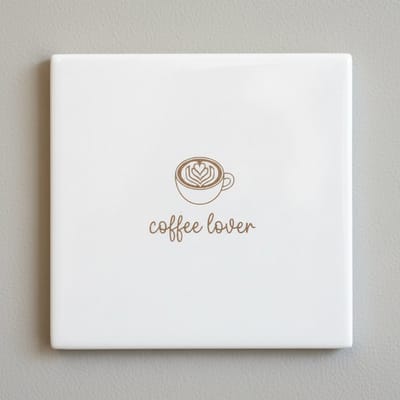 Coffee Lover Tegel - 15x15 cm Keramische Tegel met Hart Latte Art Ontwerp