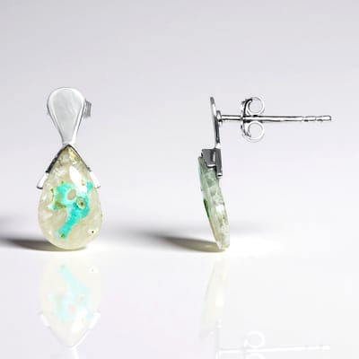 Cavill - 925 Sterling Zilveren Oorbellen met 3,5 ct Venus Chalcedoon - Peervormige Cabochons - Elegante, Natuurlijke Edelsteen Oorbellen