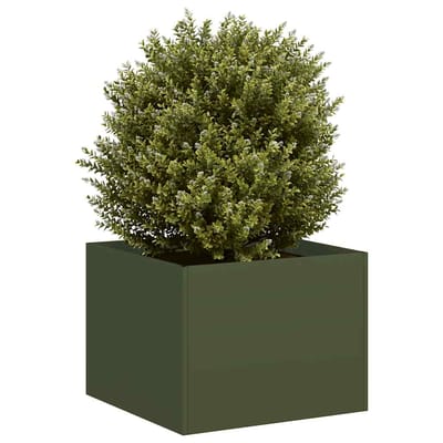 vidaXL - Plantenbak - 40x40x30 - cm - staal - olijfgroen