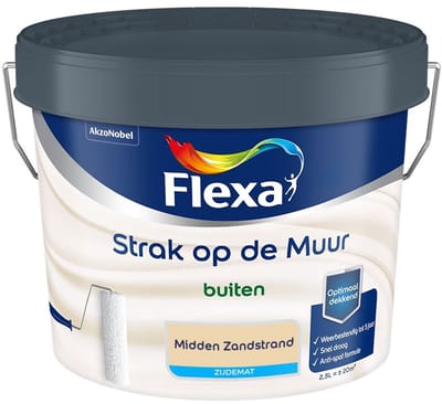 Flexa - Strak Op De Muur Buiten Zijdemat - Midden Zandstrand - Mengverf - 2,5 L