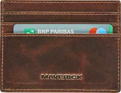 Maverick the original - pasjeshouder - creditcardhouder - drukknop sluiting - bruin