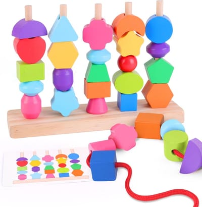 Montessori Houten Stapel- en Sorteer Speelgoed voor Baby's en Kinderen 3 Jaar - Houten Activiteit en Ontwikkeling - Montessori Educatieve Spellen voor Kleuters - Verjaardagsgeschenk