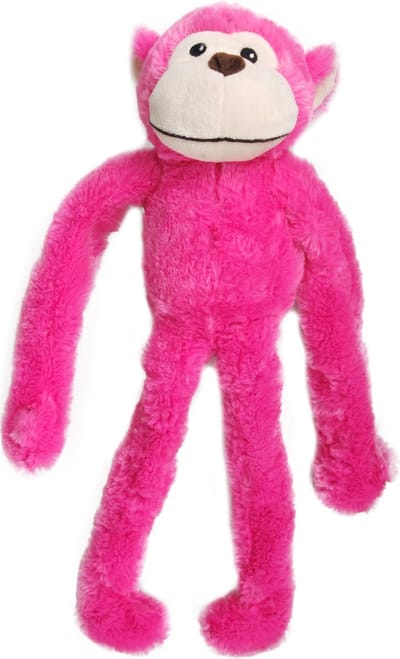 Flamingo hondenspeelgoed Wende Aap met touw – Pluche hondenspeeltje met touwkern & squeaker – Roze – 52x20x10 cm