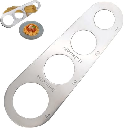 Dailygoods- Spaghettimes Roestvrij Staal - Spaghettiportioneerder - Spaghettimaat met 4 Meetgaten - Duurzaam - Voor Familiekeuken - 18 x 6 cm - Portioneerder