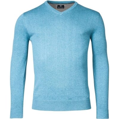 Baileys Trui Cotton Uni V-Neck Single Knit Adriatic Blue / male
