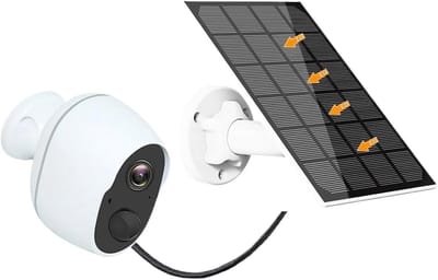 Beveiligingscamera op zonne-energie - Draadloze camera - Buitenbeveiliging - Oplaadbare batterij - 3MP resolutie - Wit