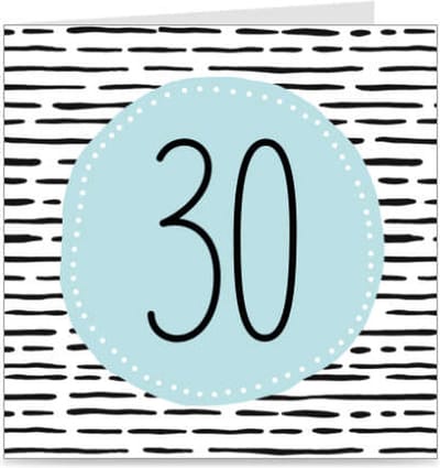 30 JAAR | verjaardagskaart / kaart met envelop | wenskaart voor 30e verjaardag
