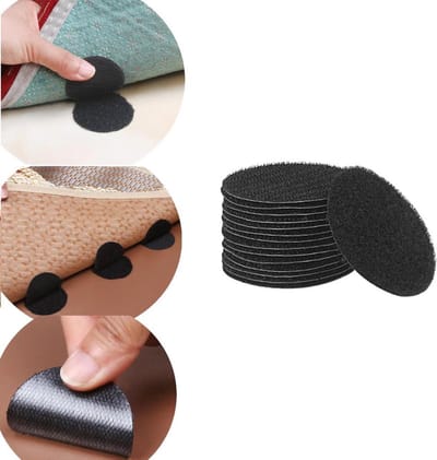 GEAR 3000® antislip sticker - tapijt - dubbelzijdig tape - klittenband zelfklevend - vloerkleed - kussen - 4 stuks zwart