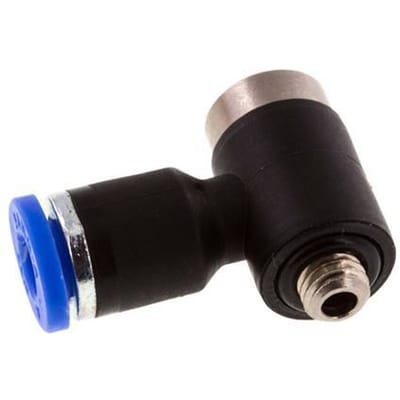 4mm x M 5 90 graden L-vorm Messing/PA 66 Insteekfitting Buitendraad Binnenzeskant Draaibaar NBR [2 Stuks]