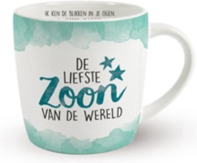 Keramische Mok - Porselein - Zoon - Toffeemix - Zijden lint: "Speciaal voor jou"
