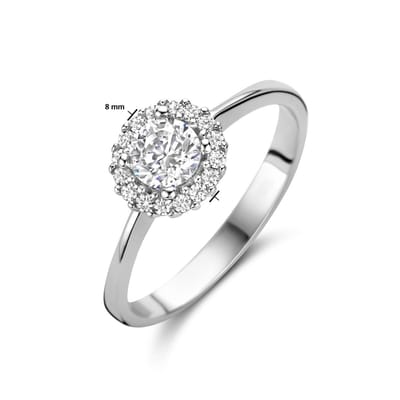 Gerhodineerd Zilver Ring Met Zirkonia Halo 1335629