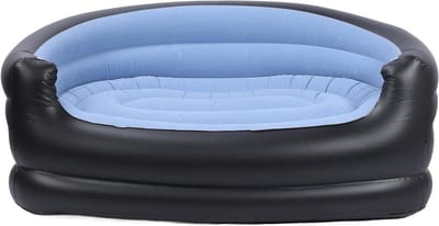 Opblaasbare Bank - Luchtstoel Dubbel - Kamperen Strand - Sterk PVC Materiaal - 135 x 84 x 62 cm - Blauw