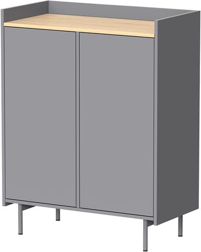 Vicco Velina Sideboard – 80 x 103 cm met 6 compartimenten Grijs/eiken