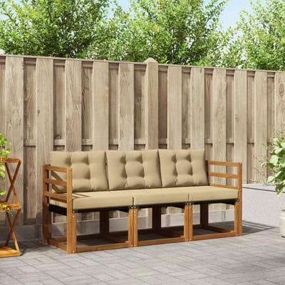 vidaXL - Buiten - bank - set - 3 - st - Natuurlijk - en - Beige