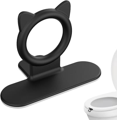 Toiletstoelverhoger - Deksel handvat - Hygiënisch toiletgebruik - Zelfklevend siliconen - 15 x 48 mm - Zwart