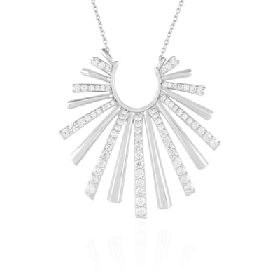 Cavill - 925 Sterling Zilveren Halsketting met 2,553 ct Cambodja Zirkonia - Geplateerd - Halve Maan Hanger - Lichtgewicht Modern Sieraad