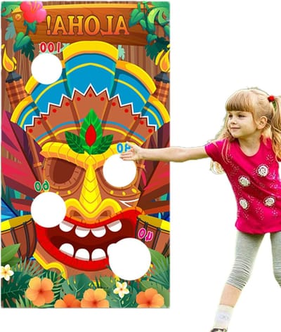 Bonenzak Werpspel - Maïs-gatenspel - Feestelijke Activiteit - Tropisch Thema - 80 x 140 cm - Multicolor