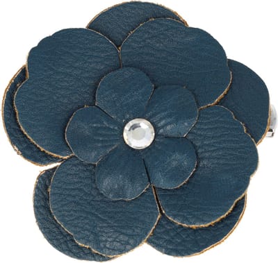 Haarsoires Haarspeld Duckklem & Broche 6cm – Lederlook Bloemvorm – Donkerblauw – Set van 2 - Sterke Haarclip voor Styling & Dagelijks Gebruik - Hair Clip - Decoratieve Haaraccessoire