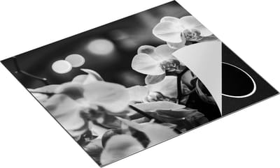 Chefcare Inductie Beschermer Roze Orchidee Bloemen - Zwart Wit - 60x50 cm - Afdekplaat Inductie - Kookplaat Beschermer - Inductie Mat