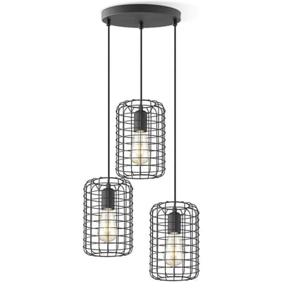 Home Sweet Home - Moderne Hanglamp Netting - 3 lichts hanglamp gemaakt van Metaal - Zwart - 32/32/127cm - Pendellamp geschikt voor woonkamer,