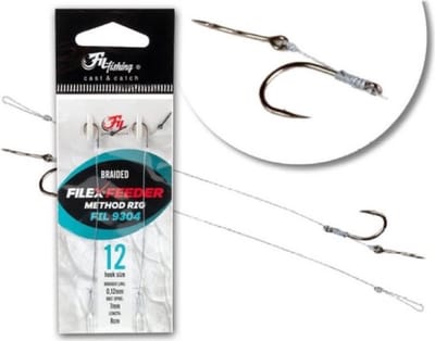 Filex BARBLESS Method Feeder Braided Rig w/ Bait Spike - Haakmaat #8 - 0.12mm - 2 stuks - Method Onderlijn