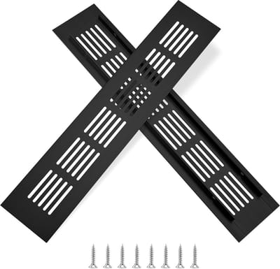 Ventilatierooster aluminium lüftungsrooster rechthoekig afluchtrooster corrosiebescherming met schroeven voor ventilatie van kasten en slaapkamers zwart 25 x 5 cm