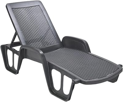 Ligstoel Hars Rotan - Stapelbaar Zwembadbed Antraciet (71 x 192 x 100 cm)