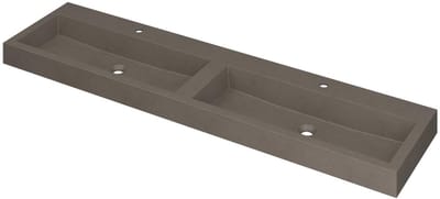 INK Momento Wastafel Quartz Dubbel met 2 Kraangaten - 1800x450x90 mm - Quartz Beton
