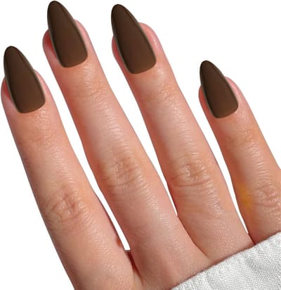 Bruine Amandel Valse Nagels voor Vrouwen - DIY Nageldecoratie, Medium Lange Amandelvormige Kunstnagels, Perfect voor Feestjes en Dagelijks Gebruik