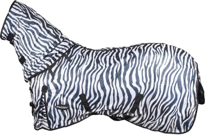 Pagony Zebra Rolnek Vliegendeken - Paardendeken - Maat: 165 - Zwart/Wit - Polyamide
