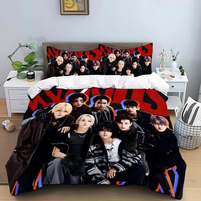 KPOP Dekbedovertrek Kussensloop S-Stray-K-Kids Beddengoed Set Volwassene Jongen Meisje Slaapkamer Decoratie Kindercadeau Enkel Dubbel Grote Maat AU King(245*210cm)3pcs