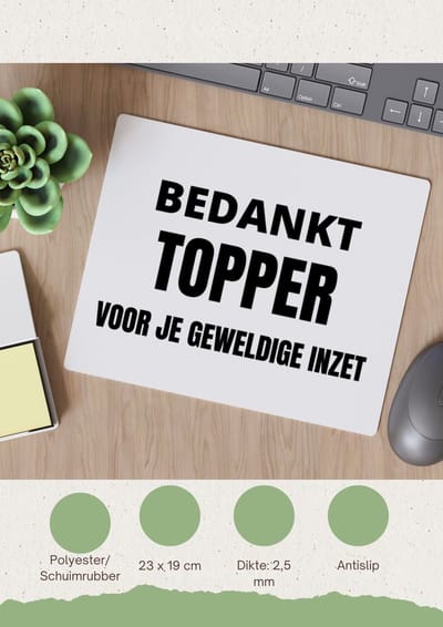 Akyol - bedankt topper voor je geweldige inzet Muismat - Collega - collega - cadeautje voor inzet tonen - bedankt voor alles - geschenk - 23 bij 19 cm