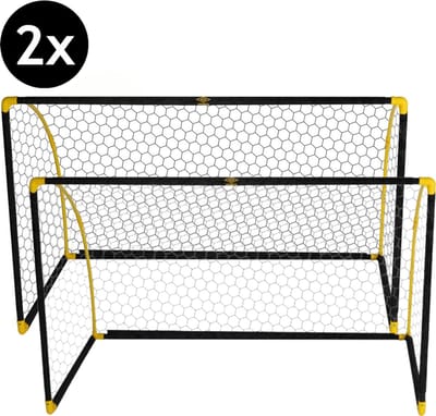 Umbro Voetbaldoel Set van 2 - Voetbal Goal 180 x 91 x 120 cm - Opvouwbaar en Snelle Montage - Voetbal Training Doel - Zwart/ Geel