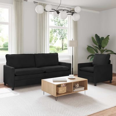 vidaXL - Bankstel - 2 - st - Zwart - Fluweel