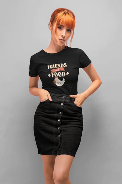 Shirt - Friends not food - Wurban Wear | Grappig shirt | Vegan | Unisex tshirt | Dieren | Dierenvriend | Vegan kookboek | Wit & Zwart